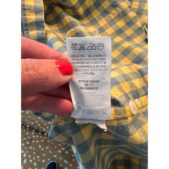J.Crew Slim Fit Yellow Gray Checkered Gingham Cotton Button Up Shirt M Preppy - Picture 5 of 9